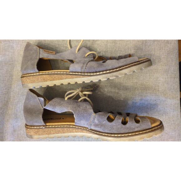 Pikolonos Suede Gray Tie Sandals, Size 33, Gladiator, Strappy, Artsy, Boho - Picture 2 of 8